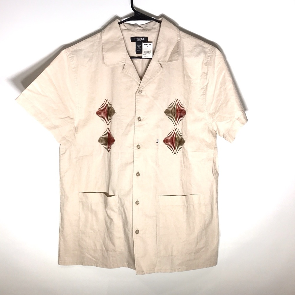 RSQ Cabana Men's Cream Short Sleeve Shirt